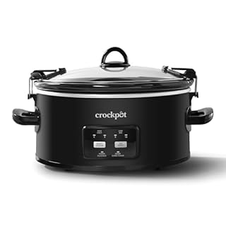 Crock-Pot 6-Quart Cook & Carry Slow Cooker, One-Touch Control, Matte Black