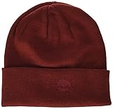 Timberland Men's Cuffed Beanie with Embroidered Logo, Barbados Cherry, One Size