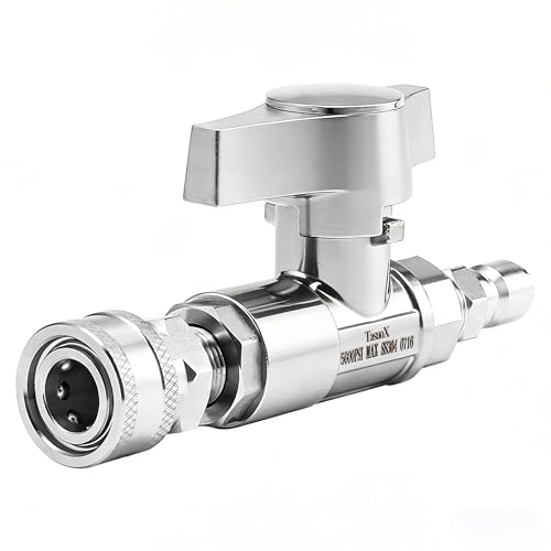 TasuoX Ball Valve Pressure Washer 3/8 Quick Connect Ball Valve Kit High Pressure Shut Off Valve for Power Washer Hose 5000 PSI Stainless Steel