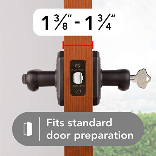 Baldwin Madrina, Entry Door Handle Reversible Lever With Keyed Lock Featuring Smartkey Re-Key Technology, In Venetian Bronze #TOP5