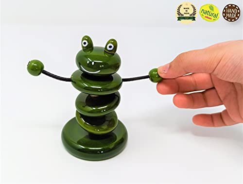 Image of A&A Kreative Wooden Jumbo Rattle Handcrafted for Toddler Kids Children (Frog)