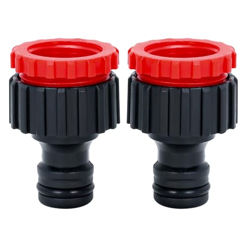 TOPWAYS 3/4 inch and 1/2 inch Hose Tap Connector, 2in1 Plastic Graden Threaded Faucet Adapter Outside Tap Connector For Hose Pipe (2pcs)