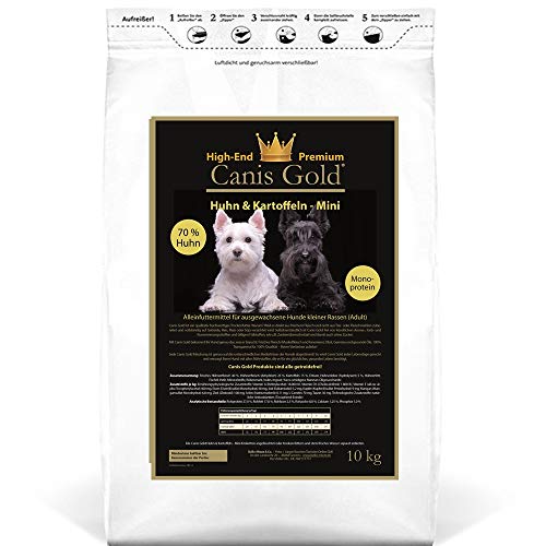 Canis Gold Adult Mini 70% Huhn + Kartoffeln (Monoprotein) | getreidefrei | Trockenfutter aus frischem Fleisch 10 kg