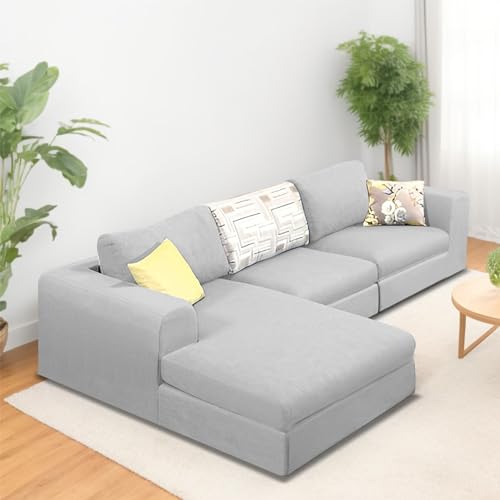 Image of Koza LHS 4 Seater L Shape Sofa Set for Living Room (Grey Fabric) Premium Fabric Sofa