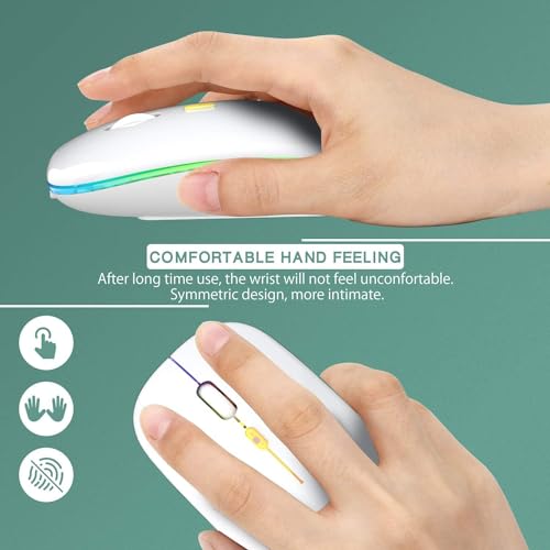 Image of LED Wireless Mouse, Slim Silent Mouse 2.4G Portable Mobile Optical Office Mouse with USB & Type-c Receiver, 3 Adjustable DPI Levels for Notebook, PC, Laptop, Computer (White)