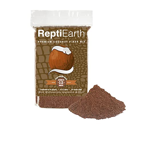 ReptiEarth Fine Coconut Fiber Substrate, Fluffy Small-Strand Reptile Substrate and Snake Bedding for Bioactive Terrarium…