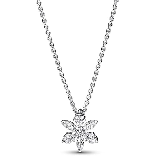Pandora Sparkling Herbarium Cluster Pendant Necklace - Elegant Jewelry with Lobster Clasp - Great Gift for Her - Sterling Silver & Cubic Zirconia - 17.7"