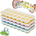Ram® 4 X Pack Silicone Ice Cube Tray Set of 4 Ice Moulds Freezer Stackable Non Spill Ice Cube Tray Dishwasher Safe BPA Free