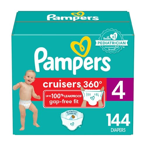 Image of Pampers Cruisers 360 Diapers - Size 4, One Month Supply (144 Count), Pull-On Disposable Baby Diapers, Gap-Free Fit