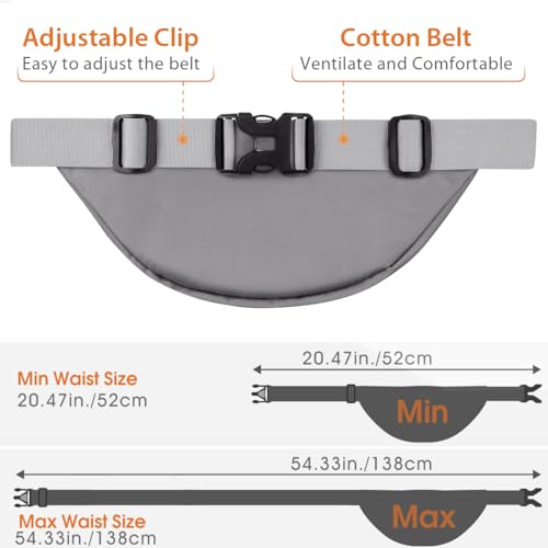 Image of Large Fanny Pack for Women Men - Syican Waist bag with 3-Zipper Pockets Gray