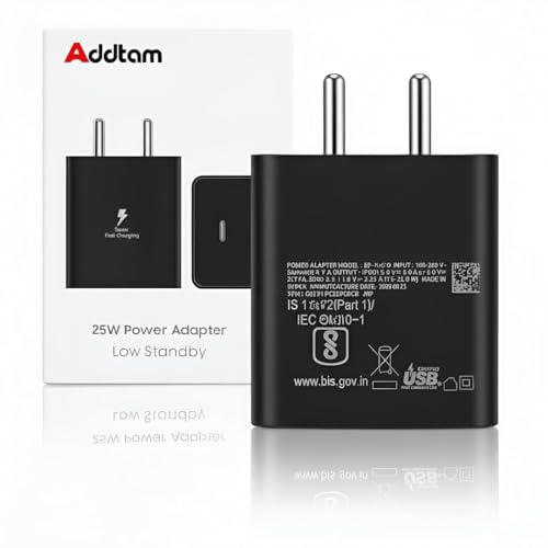 Image of Samsung 25W GAN Type C Superfast Charging Adapter Compatible with Galaxy A55|A16|A36|A56|A35|A06|M36|M35|M16| M06|M05|M56|F36|F06|F05|F56|F16|S25|S24, 25watt USB C Power Adaptor|Fast Charger-Black