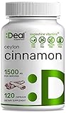 Deal Supplement Ceylon Cinnamon 1500mg Per Serving, 120 Count, Natural Blood Sugar Support, Promote...