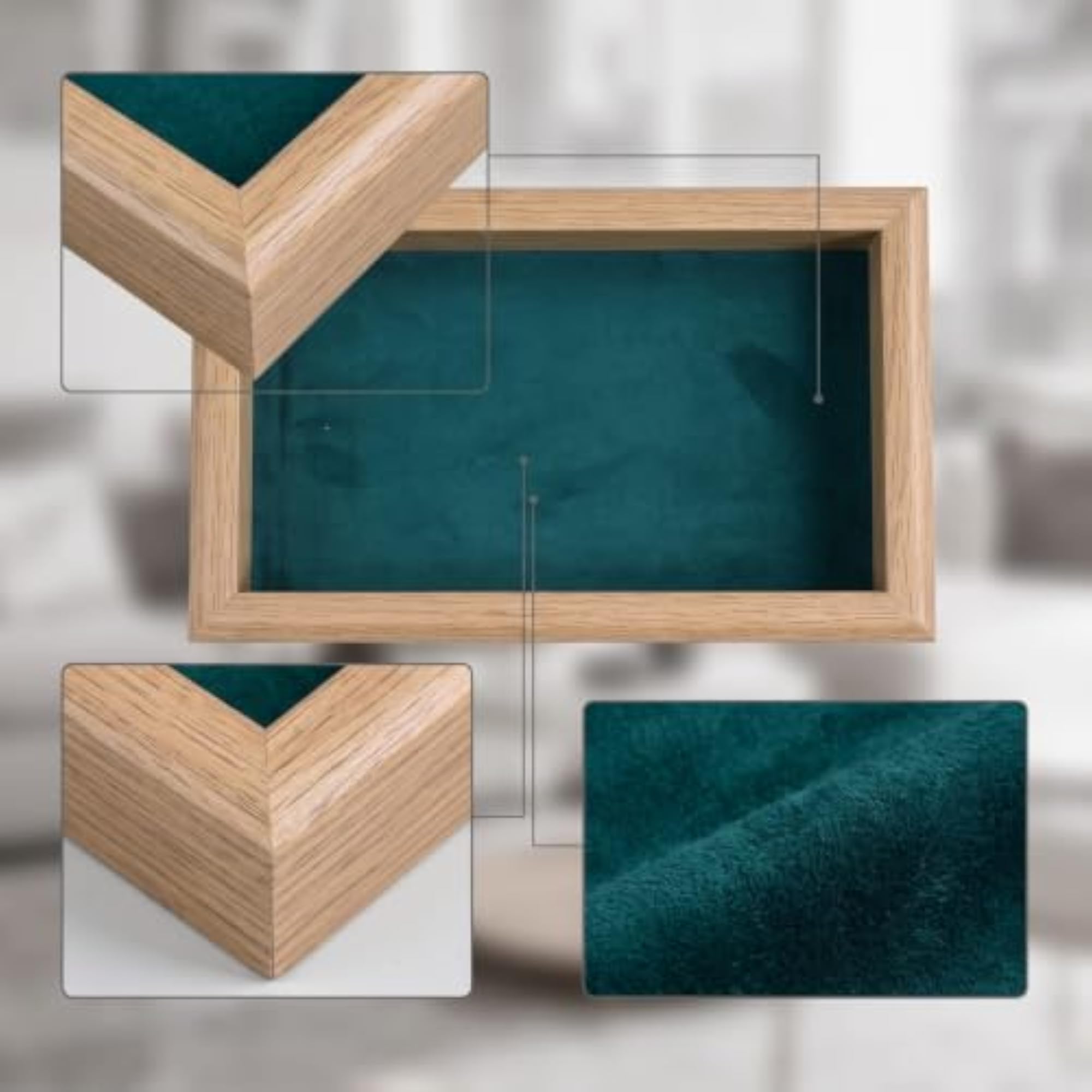Rectangular Wooden Jewelry Display Tray, Open-Top Design