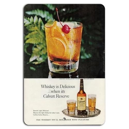 Calvert Reserve Whiskey Sign BanginPrints Vintage Aluminum Bar Decor