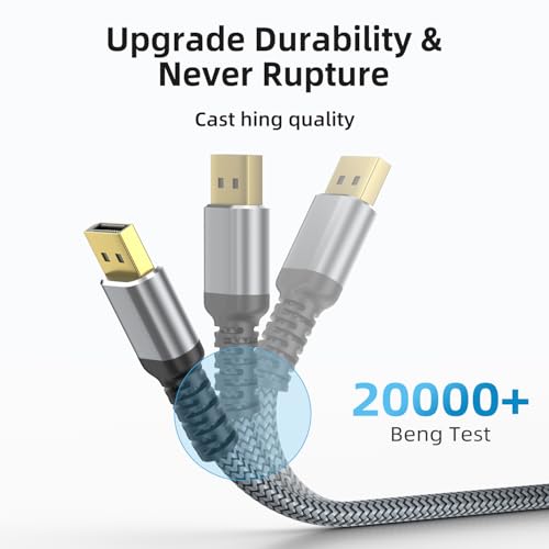 8K DisplayPort Cable,DP 1.4 Cable 6.6ft(8K@60Hz,4K@144Hz,2K@240Hz) Support 32.4Gbps,Gold Plated Connector,High Refresh Rate for Gaming Monitor,HDR,FreeSync G-Sync,Graphics Card,PC