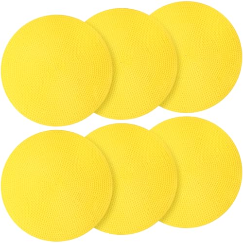 wlilupah 6 Pcs Poly Spots Markers 4 Inch Floor Spot Markers Dots for Gym Marker Poly Sports Training for Gym Floor Soccer Basketball Speed Agility Training Field Marking Equipment (Yellow)