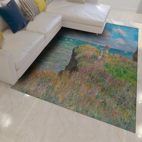 Tapis impressionniste 180x270 cm bleu vert pastel lavable - 4