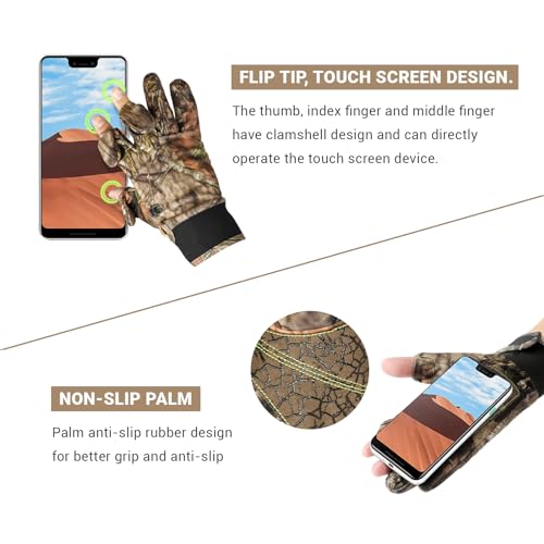 Himiway Camo Hunting Gloves Camouflage Defender Glov, Outdoor Shooting Fishing Hunting Anti-Slip Gloves