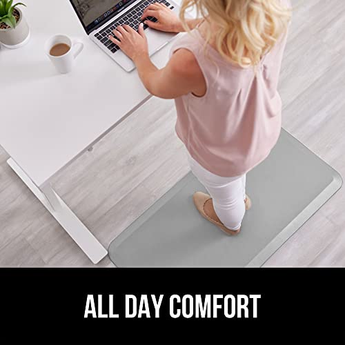 Image of GORILLA GRIP Cushioned Antifatigue Kitchen Mat for Floor, 48x20, Light Gray | 3 /4 Inch Thick Ergonomic Office Standing Desk Mats, Waterproof and Stain Resistant Pebbled Top, Supportive Padded Foam Rug