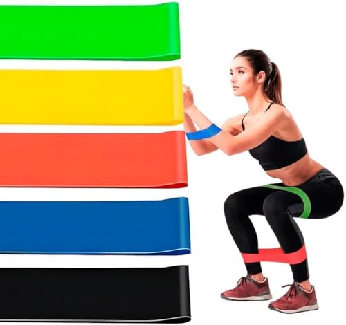 Faixas Elásticas para Exercícios, Kit com 5 Bandas de Resistência para Tonificação Muscular, Treinam