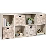 Best Choice Products 8-Cube Storage Organizer, 11in Shelf Opening, Bookcase, Display Shelf, Customizable w/ 3 Removable Back Panels – Whitewash