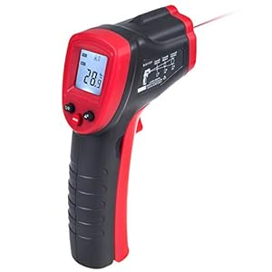 Maclean MCE320 Contactloze infrarood thermometer IR pyrometer digitaal temperatuurpistool -50 tot +380 °C rood/zwart
