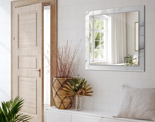 Miroir mural chic en verre imprimé marbre pour une décoration d'intérieur raffinée