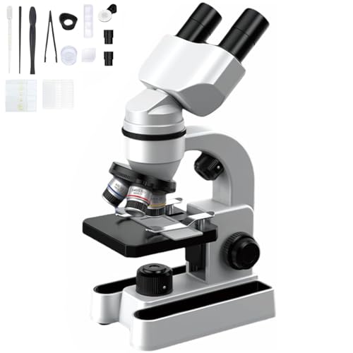 Microscopio Profesional Binocular HD con Aumento 40x 1600x, Microscopio para Estudiantes con Plataforma Mecánica, Ideal para Educación Biológica y Observación de Alta Precisión