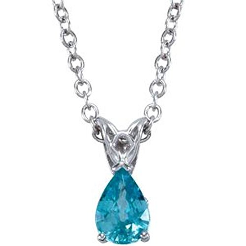 Bonyak Jewelry Genuine Blue Zircon 18" Pendant Necklace in 14k White Gold3