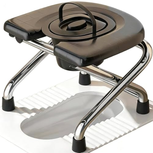 Bedside Commode with Potty, Shower Chair, Portable Toilet, Elderly Toilet Chair, U Seat, for Elderly, Seniors, Black(Height 33cm)