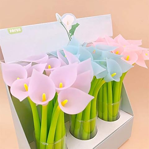 Cntqiang 6 Pcs Creativity Plant Flowers Gel Pen Neutral Pens for School Writing Office Kids Stationery Cover