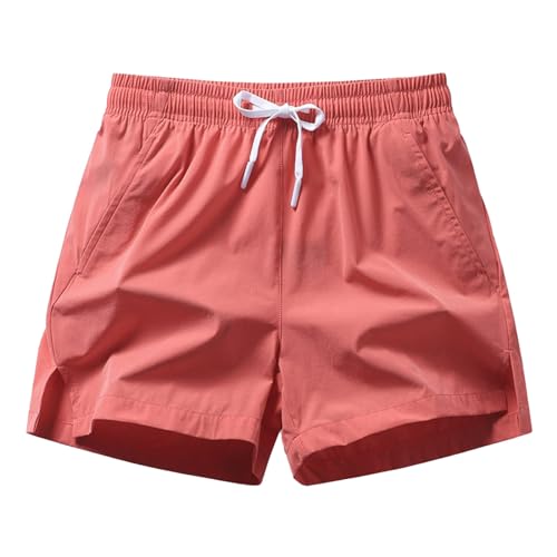 Pantalones cortos deportivos ajustados para hombre, con cordón, absorben la humedad, hasta la rodilla, elásticos, delgados, transpirables, para entrenamiento, correr, entrenamiento, Rojo De La Sandía