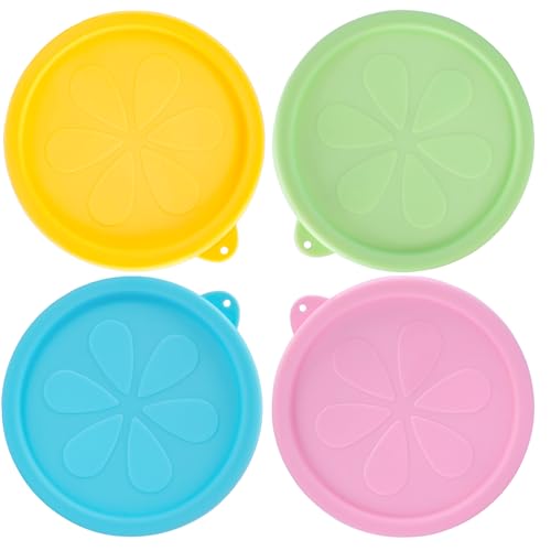 4 Cup Silicone Replacement Lids for Pyrex 7201-PC, 4Pcs Round Seal Storage Cover Safe for Glass Bowls, for Microwave, Dishwasher and Freezer, Leak-proof, 4 Colors for Easy Differentiation