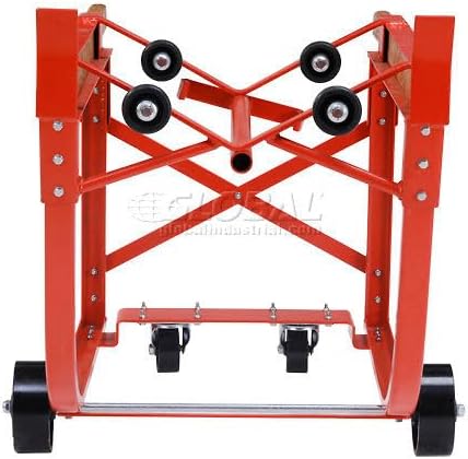 Miniatura 3 de Global Industrial Cuna de tambor resistente, asas de madera y ruedas de acero, color rojo