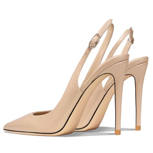 FSJ Women Closed Toe Pointy High Heel Pumps Sexy Slingback Heeled Sandals with Buckle Banquet Formal Event Dress Shoes Sizes 4-16 US3