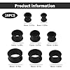 LORSENG 16 PCS Ear Stretching Kit Soft Silicone Ear Tunnels Gauge Earrings, Double Flared Saddle Earring Ear Ring Stretcher Piercing Stretcher Plugs Ear Expanders Ear Spacers for Men Women (Black) #1