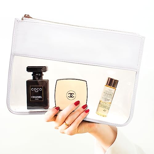 Image of LETGO Clear Makeup Bag Pouch for Travel with Zipper,Clear Cosmetic Bag for Women Waterproof Snacks Bag Stadium Purse Toiletry Bag Bogg Bag Accessories (0-White)