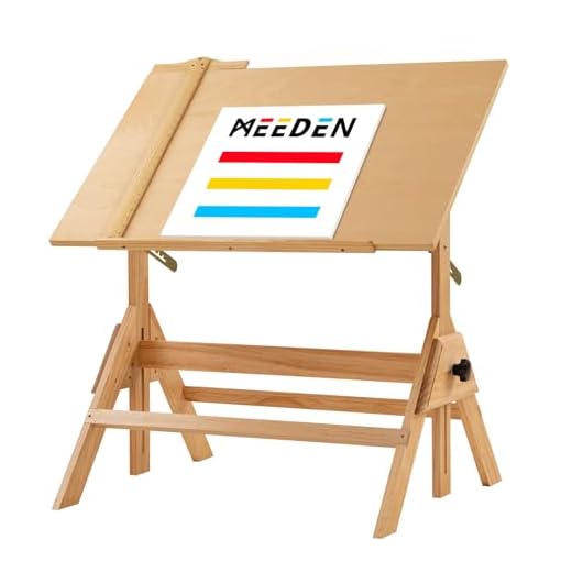 MEEDEN Mesa de Dibujo de Madera Maciza, Escritorio de Dibujo de Artista, Escritorio de Estudio, Mesa de Arte con Altura Ajustable y Mesa Inclinable para Obras de Arte, Diseño Gráfico, Lectura