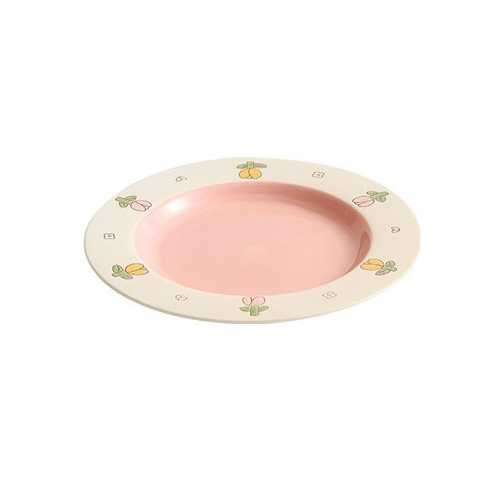 HPTHLY Plate Delicate And Lovely High Temperature Ceramic Plate 9.4 Inches Decorative Dinner Plate For Pasta, Steak, Salad Dessert Plate (Pink)