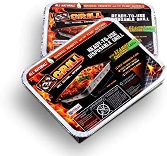 EZGRILL Disposable Charcoal Grill Ideal for Camping and Tailgate Parties -Pack of 2 Small size Portable, Easy To Light, and Convenient charcoal grill Lasts 1.5 hours Grill Anytime, Anywhere