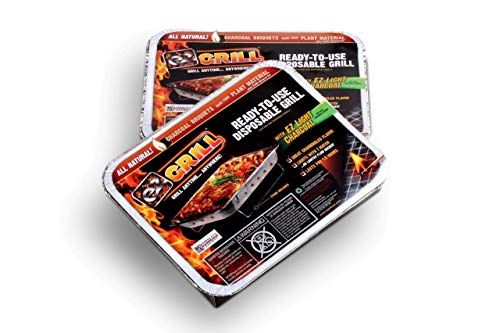 EZGRILL Disposable Charcoal Grill Ideal for Camping and Tailgate Parties -Pack of 2 Portable Easy To Light and Convenient charcoal grill Lasts 1.5 hours Grill Anytime Anywhere