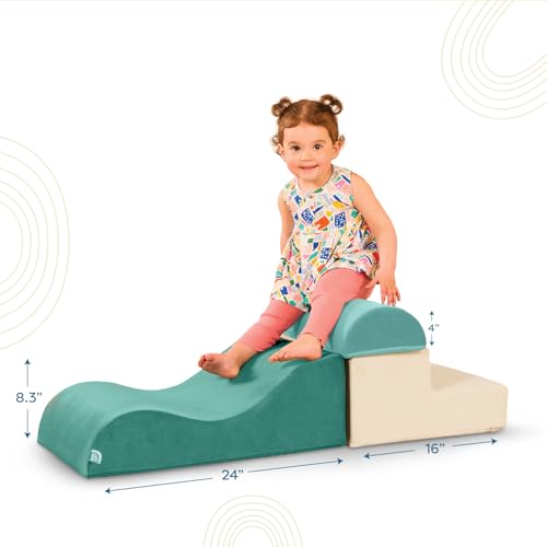 Image of B. toys WonderShapes Foam Climbing Set, 3-Piece Indoor Play, Stair Foam | Includes stair, wavy ramp, and half-cylinder with removable machine-washable covers and easy-grip handles, Foam, 12+ Months