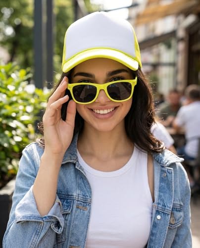Image of Funky Junque Foam Trucker Hat, Trucker Hats for Women & Men - Blank Adjustable Snapback Mesh Back Baseball Cap