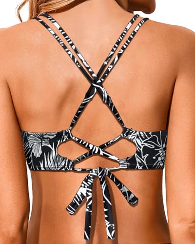 Image of Holipick Twist Front Bikini Tops for Women - Push Up Bathing Suit Top Padded Swimsuit Top