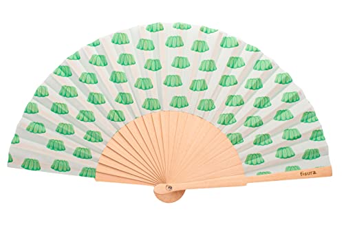 FISURA Abanico Original con Estampado Accesorio de Viaje-Billetera, Gelatinas, Verde, Standard Unisex Adulto