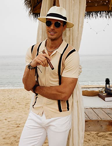 PJ Paul Jones Mens Polo Shirts Vintage Striped Lightweight Knitting Golf Shirts4