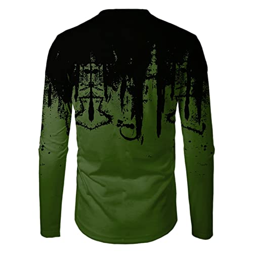 Xxbr Mens Long Sleeve T-Shirts, Splash-Ink Print Crewneck Workout Tee Tops Fall Casual Undershirts Sports Basic T Shirt Argyle Geometric Herringbone Moire Usa Letter Print On Back Regular-Fit Paisley #TOP4