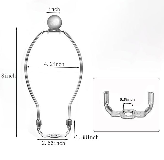 Image of 8 Inch Heavy Duty Lamp Harp, with Finials and Detachable Light Duty Saddle Bases,, Used for Floor Lamps and Table Lamps, Wall Lamps, Etc, 1sets of Heavy-Duty Lampshade Holders, Chandelier (Nickel)