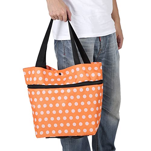 Sac de Courses Pliable à roulettes,Chariot de Course, Sac de Courses à roulettes en Tissu Oxford de Réutilisable - Pliable - À roulettes - Orange à Pois pour supermarché à Domicile Cover