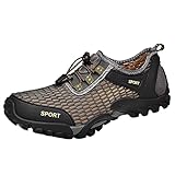 DEUVOUM Sneakers For Men Fashion Classic Men's Sports Shoes Solid Color Mesh Breathable Men's Shoes Outdoor Waterproof Non-Slip Walking Shoes Casual Comfortable Temperament Men's Shoes Gray Size 8.5